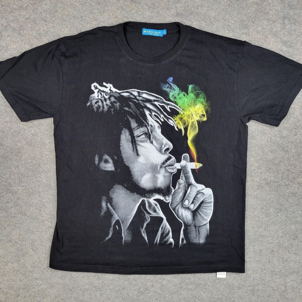 Above Man Shirt Mens‎ XL Black Rasta Smoking Graphic Tee Reggae 420 Dreadlocks